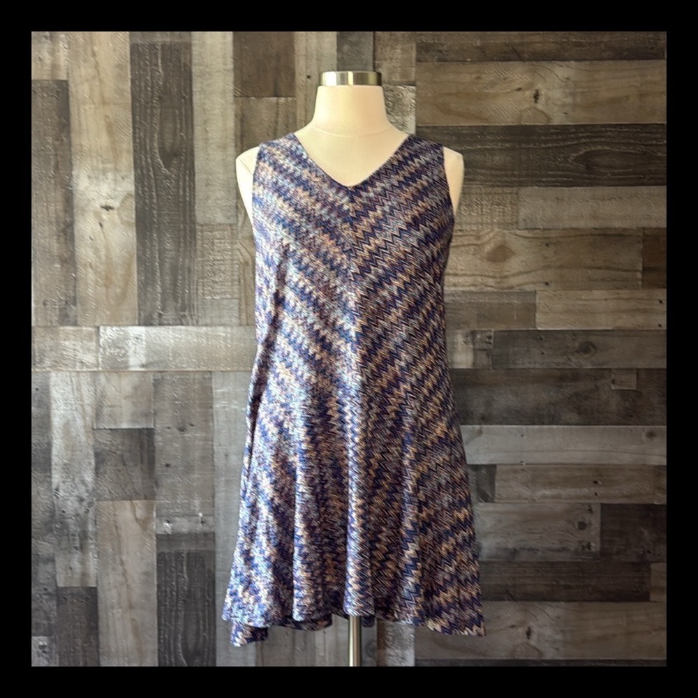 Anthropologie Maeve rainbow zig zag dress large retro boho chic retro feminine